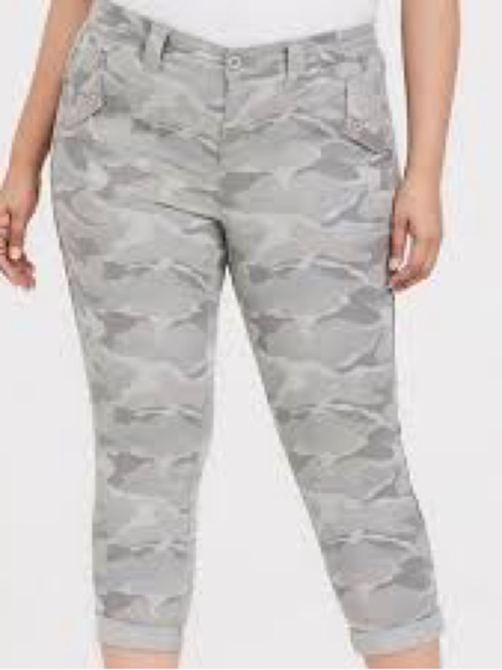 Torrid Aviator Crop Twill Camo Pants Grey Green Plus Size 26 Army Military